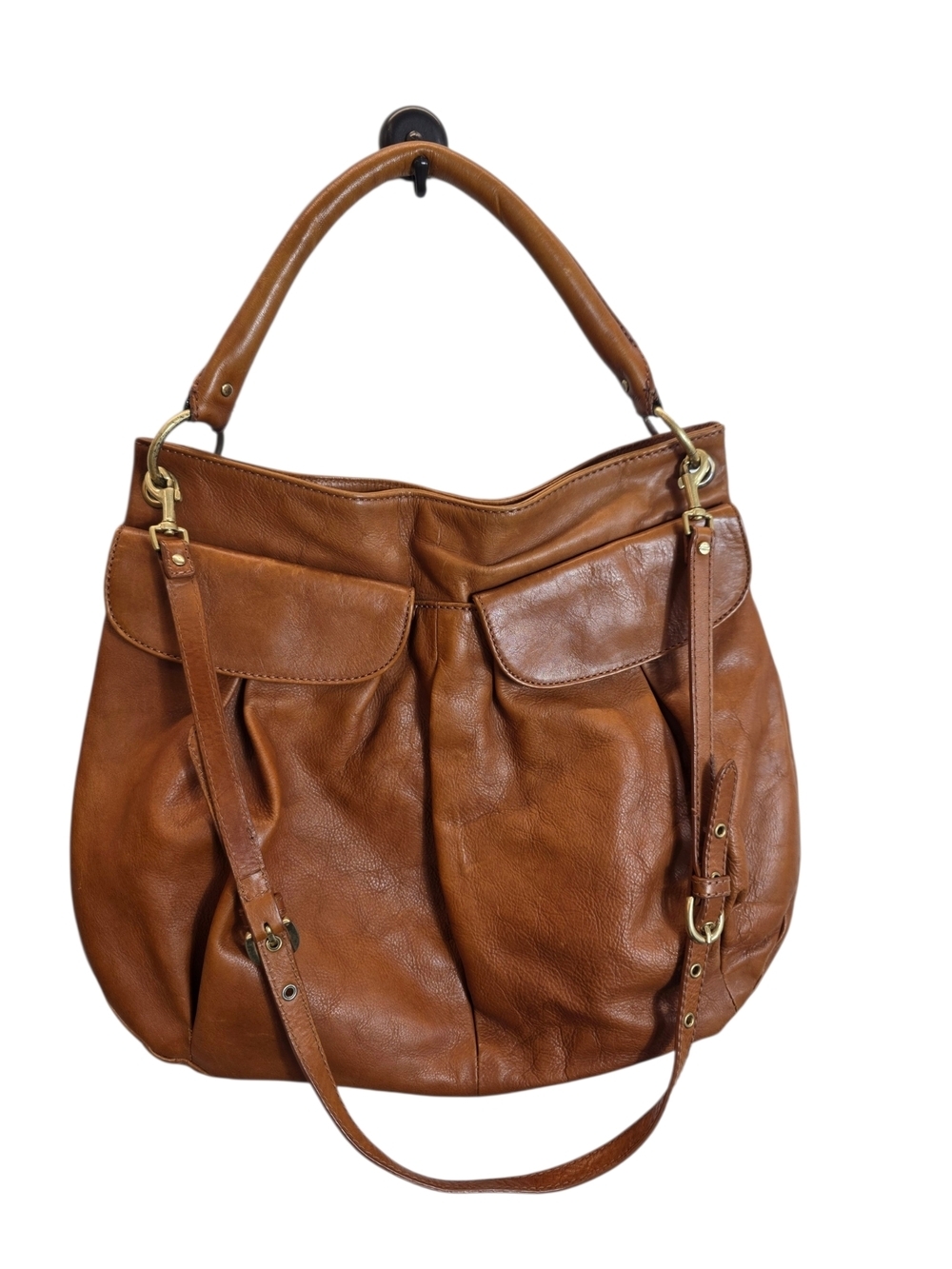 Tommy Hilfiger Cognac Brown Leather Hobo Bag